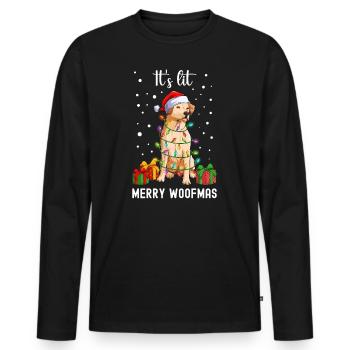 C'est allumé Merry Woofmas - T-shirt manches longues Premium bio Homme - noir - Devant - Nico (187cm)