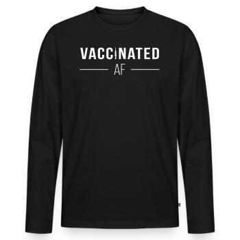 Vaccinated as fuck - Männer Premium Bio Langarmshirt - Schwarz - Vorne - Nico (187cm)