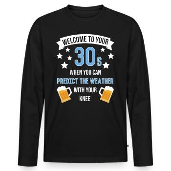 Bienvenue à votre genou de trentenaire - T-shirt manches longues Premium bio Homme - noir - Devant - Nico (187cm)