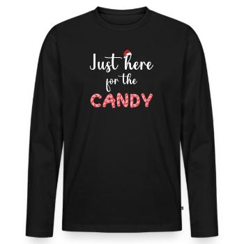 Juste ici pour les bonbons - T-shirt manches longues Premium bio Homme - noir - Devant - Nico (187cm)