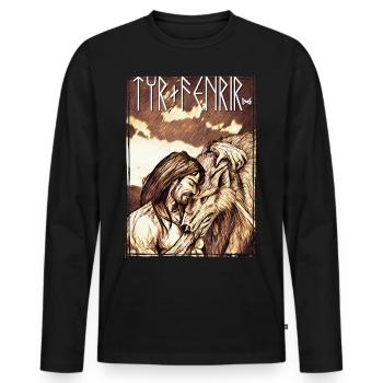 Tyr + Fenrir - T-shirt manches longues Premium bio Homme - noir - Devant - Nico (187cm)