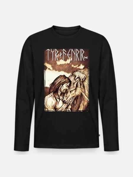 Tyr + Fenrir - Men's Premium Organic Long Sleeve Shirt - black
