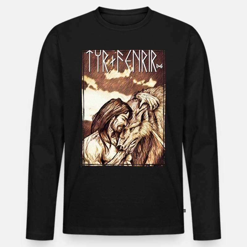 Tyr + Fenrir - Männer Premium Bio Langarmshirt - Schwarz