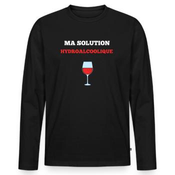 Ma solution hydroalcoolique vin - T-shirt manches longues Premium bio Homme - noir - Devant - Nico (187cm)