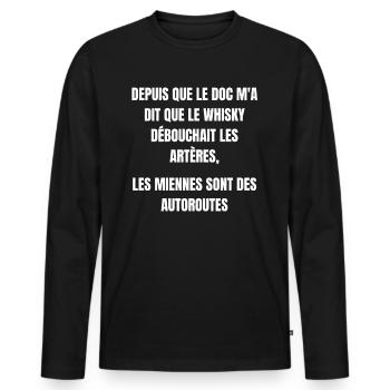 J' peux Pas Apéro - T-shirt manches longues Premium bio Homme - noir - Devant - Nico (187cm)