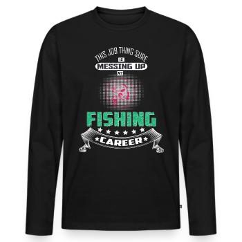 Lustiges Angler T-Shirt Geschenkidee für Fischer - Männer Premium Bio Langarmshirt - Schwarz - Vorne - Nico (187cm)