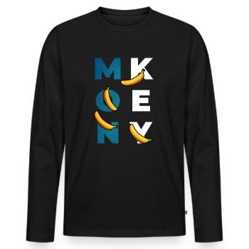 Cadeau de banane singe banane singe banane - T-shirt manches longues Premium bio Homme - noir - Devant - Nico (187cm)