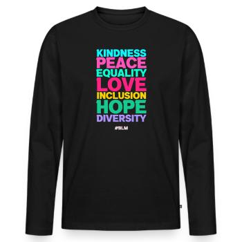 Peace Love Inclusion Equality - Men's Premium Organic Long Sleeve Shirt - black - Front - Nico (187cm)