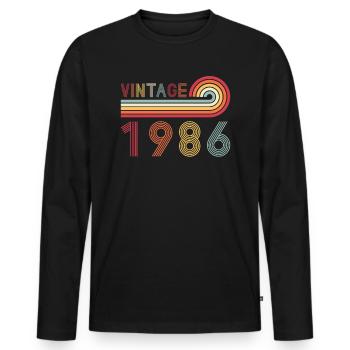 Funny Vintage Born in 1986 Birthday - Men's Premium Organic Long Sleeve Shirt - black - Front - Nico (187cm)