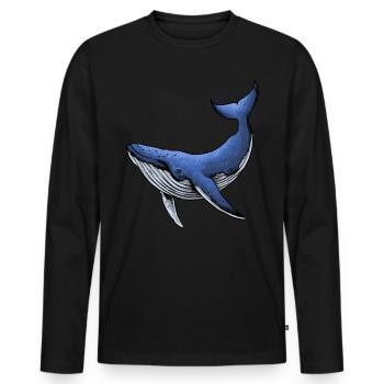 Blue Orca Whale Gift - Men's Premium Organic Long Sleeve Shirt - black - Front - Nico (187cm)