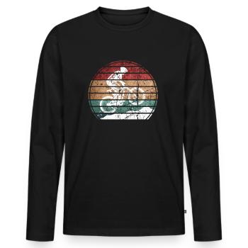 Mountain Bike Vintage MTB Downhill Biking - Men's Premium Organic Long Sleeve Shirt - black - Front - Nico (187cm)