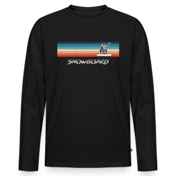 Snowboard Retro Vintage Snowboarder - T-shirt manches longues Premium bio Homme - noir - Devant - Nico (187cm)
