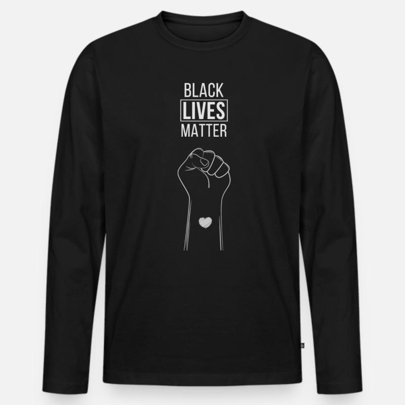 Faust mit Herzstütze BLM - Männer Premium Bio Langarmshirt - Schwarz