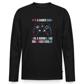 Funny I'm a Gamer Dad Father's Day - Men's Premium Organic Long Sleeve Shirt - black - Front - Nico (187cm)