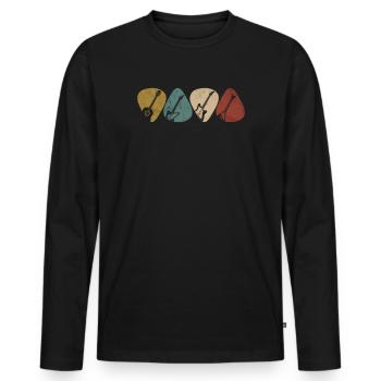 Musicien Guitare Plectrum Guitares Retro - T-shirt manches longues Premium bio Homme - noir - Devant - Nico (187cm)