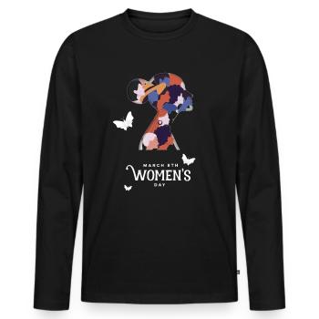 8 mars Journée de la femme JIF 2022 Féministe - T-shirt manches longues Premium bio Homme - noir - Devant - Nico (187cm)