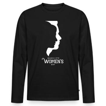 Deux visages 8e Journée internationale de la femme - T-shirt manches longues Premium bio Homme - noir - Devant - Nico (187cm)