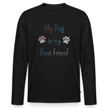 Mon chien est mon meilleur ami – Propriétaires de chiens - T-shirt manches longues Premium bio Homme - noir - Devant - Nico (187cm)