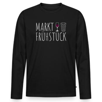 Marktfrühstück Weinfest Wein Weinschorle - Männer Premium Bio Langarmshirt - Schwarz - Vorne - Nico (187cm)