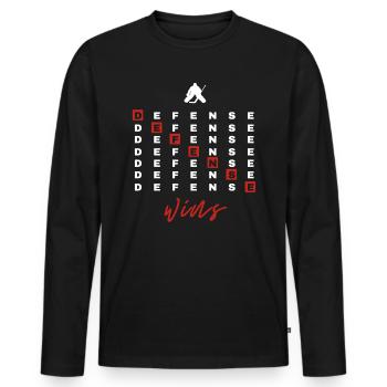 Defense Wins Goalie Ice Hockey Goalie - Men's Premium Organic Long Sleeve Shirt - black - Front - Nico (187cm)
