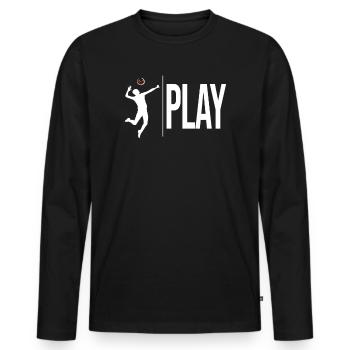 Drôle de jouer au volleyball - - T-shirt manches longues Premium bio Homme - noir - Devant - Nico (187cm)