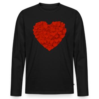 Sweet wedding proposal, red love heart, - Men's Premium Organic Long Sleeve Shirt - black - Front - Nico (187cm)