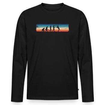 Retro Tennis Lover - Lustiger - Männer Premium Bio Langarmshirt - Schwarz - Vorne - Nico (187cm)