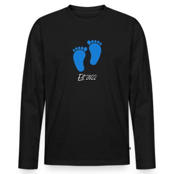 Boi Baby est 2022 grossesse - T-shirt manches longues Premium bio Homme - noir - Devant - Nico (187cm)