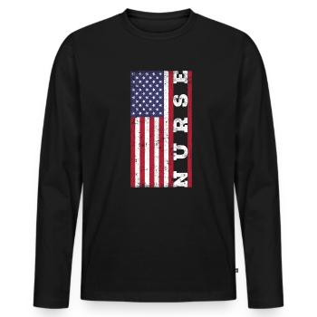 Infirmière patriotique, - T-shirt manches longues Premium bio Homme - noir - Devant - Nico (187cm)