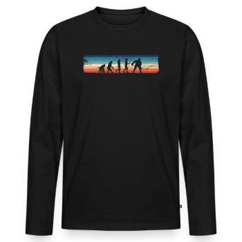 Evolution du hockey sur glace – Rétro - T-shirt manches longues Premium bio Homme - noir - Devant - Nico (187cm)