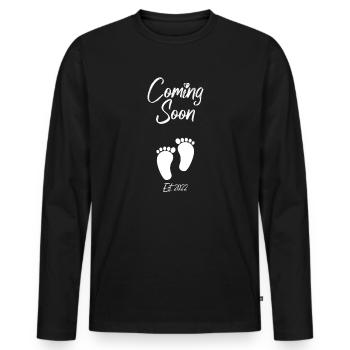 Bébé à venir bientôt Saint-Valentin - T-shirt manches longues Premium bio Homme - noir - Devant - Nico (187cm)