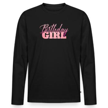 Fête d’anniversaire des filles, rosé - T-shirt manches longues Premium bio Homme - noir - Devant - Nico (187cm)