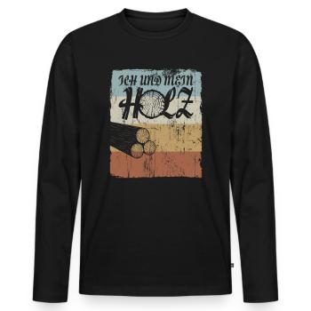 Moi et mon bois - Drôle de charpentier - T-shirt manches longues Premium bio Homme - noir - Devant - Nico (187cm)