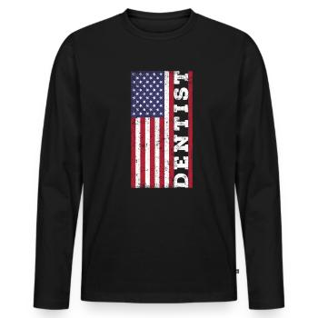 Dentiste patriotique américain - T-shirt manches longues Premium bio Homme - noir - Devant - Nico (187cm)
