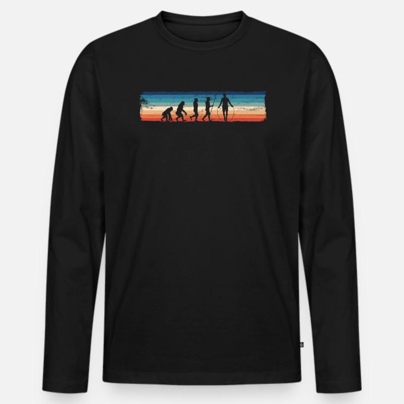 Retro Springseil Evolution - Lustiges - Männer Premium Bio Langarmshirt - Schwarz