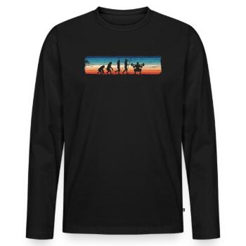 Retro Bodybuilding Powerlifting Exercise - Men's Premium Organic Long Sleeve Shirt - black - Front - Nico (187cm)