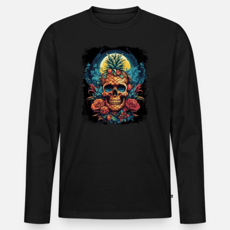 Ananaspunk Schädel - Männer Premium Bio Langarmshirt - Schwarz