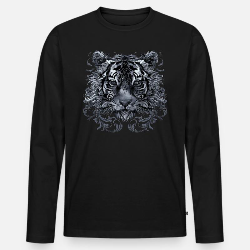 Tiger - Männer Premium Bio Langarmshirt - Schwarz