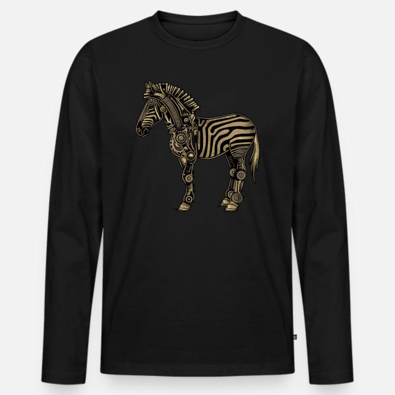 Zebra Steampunk - Männer Premium Bio Langarmshirt - Schwarz