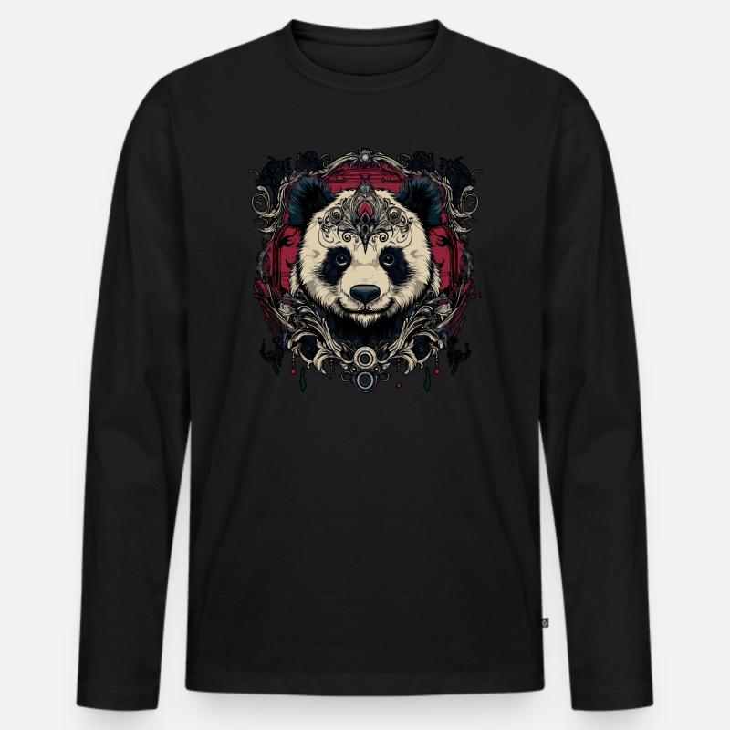 Pandabär - Männer Premium Bio Langarmshirt - Schwarz