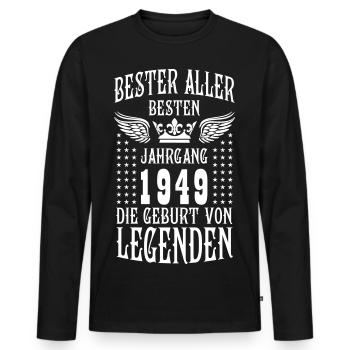 Bester Aller Besten Jahrgang 1949 King Queen Crown - Männer Premium Bio Langarmshirt - Schwarz - Vorne - Nico (187cm)