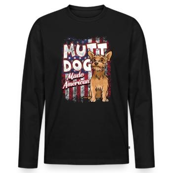 MUTT American Made Tea Awesome Mutt Dog - Men's Premium Organic Long Sleeve Shirt - black - Front - Nico (187cm)