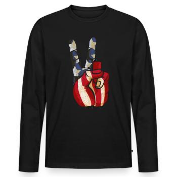 Peace Flag Sign's Awesome July 4th Freedom - Men's Premium Organic Long Sleeve Shirt - black - Front - Nico (187cm)