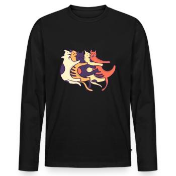 Cool funny happy hugging smooching cat present - Men's Premium Organic Long Sleeve Shirt - black - Front - Nico (187cm)