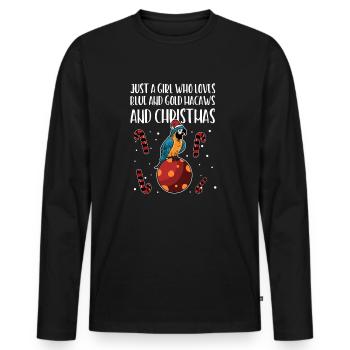 Macaw Cute Bird Christmas Girl Xmas Gift - Men's Premium Organic Long Sleeve Shirt - black - Front - Nico (187cm)