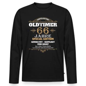 66 Geburtstag 66 Jahre Geburtstag Geschenk-Idee - Männer Premium Bio Langarmshirt - Schwarz - Vorne - Nico (187cm)