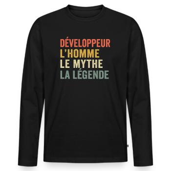 développeur l'homme le mythe la légende - T-shirt manches longues Premium bio Homme - noir - Devant - Nico (187cm)