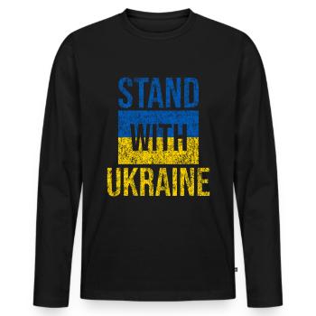 Stand with ukraine grunge - Men's Premium Organic Long Sleeve Shirt - black - Front - Nico (187cm)