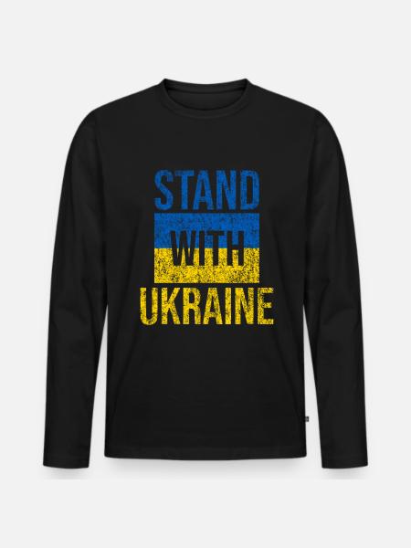 Stand with ukraine grunge - Men's Premium Organic Long Sleeve Shirt - black