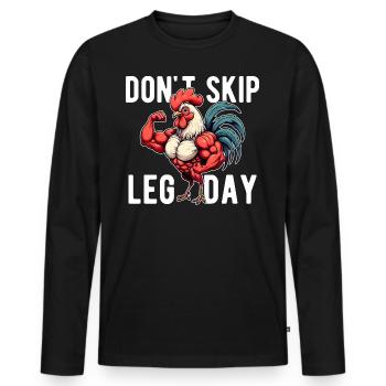 Ne Pas Skip Leg Day Palestra GYM Spiritosa Drôle - T-shirt manches longues Premium bio Homme - noir - Devant - Nico (187cm)